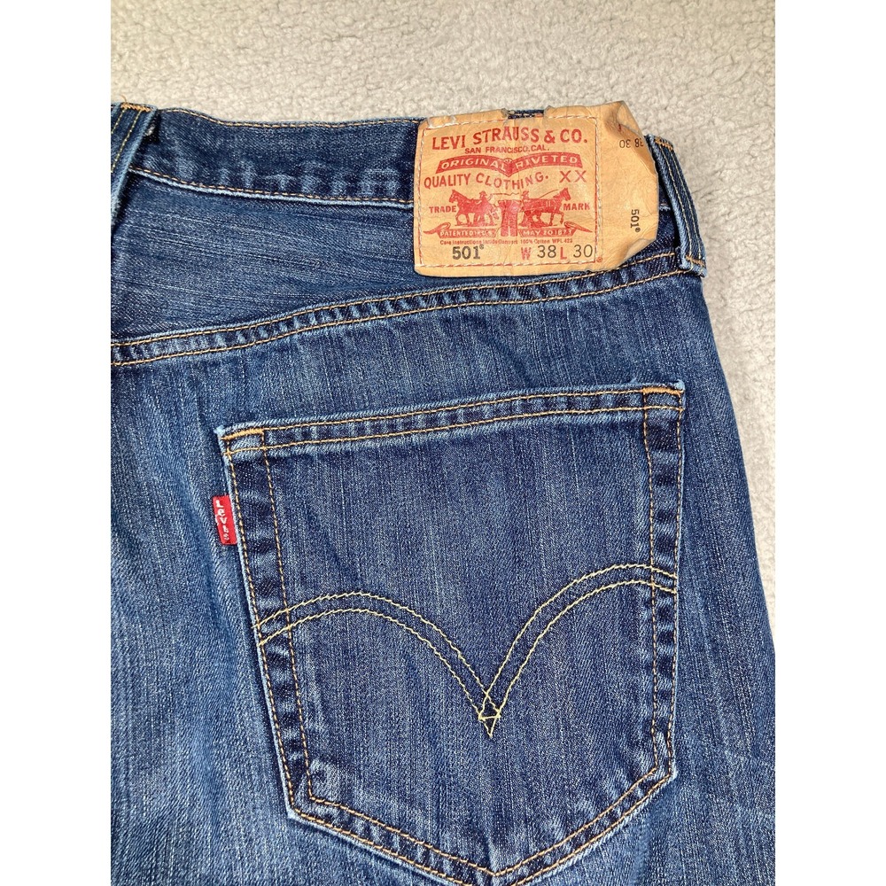 Levi's 501 Jeans Men's 38x30 Blue Original Button Fly Straight Western Rodeo - Picture 10 of 16